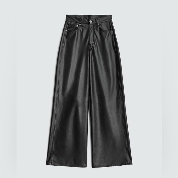 Rag & Bone Sofie Faux Leather Pant Wide Leg High Rise Vintage Stretch Jean 26 - Picture 4 of 16